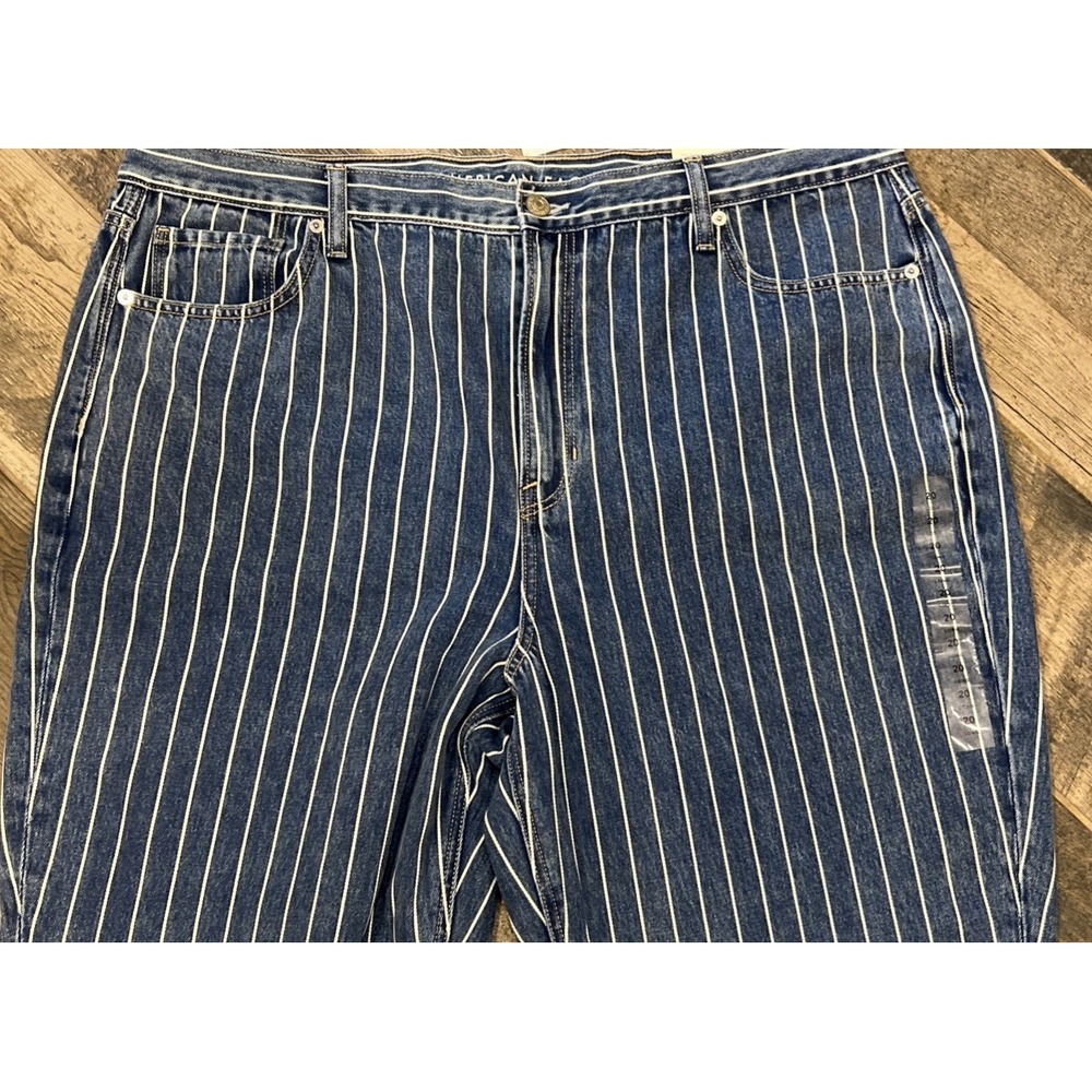 New $50 American Eagle Women's Pinstripe Mom Jeans High Rise Size 20 Long 40x30 - Picture 6 of 9